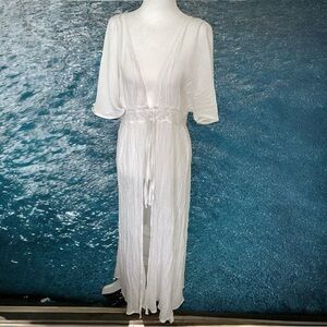 Timing Long White Swim Coverup